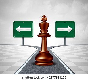 Strategy Direction Decision As A Business Game Plan Or Life Choice And Guidance To Decide And Choose The Best Way Forward To Succeed As A Crossroads Confusion Concept As A 3D Illustration.