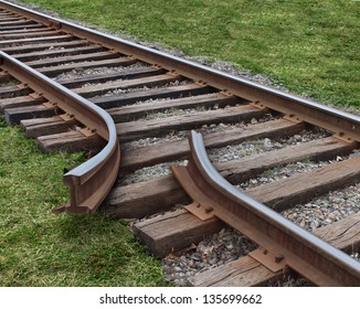 Strategy Obstruction Challenges As A Train Track That Is Broken As A Road Block Business Concept Finding Solutions To Obstacles That Are Dangerous And Challenging On A Journey To A Strategic Goal.