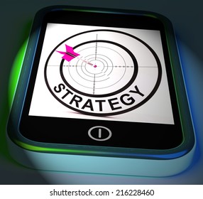 Strategy Smartphone Displaying Methods Tactics And Game Plan