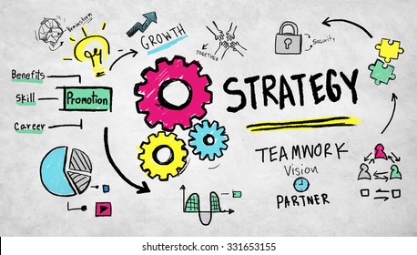 Strategy Solution Tactics Teamwork Growth Vision Stock Illustration ...