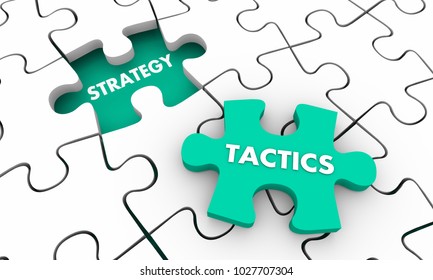 Strategy Tactics Accomplish Goal Puzzle Pieces 3d Illustration