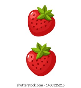 Strawberry berry product food vector  icon. Cartoon red ripe strawberries. Illustration food red berry strawberry.