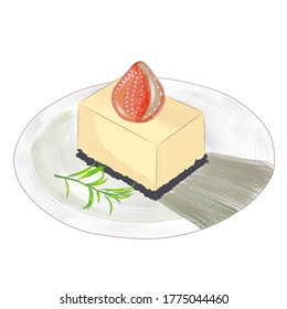 Strawberry Chees Cake Illustator Art