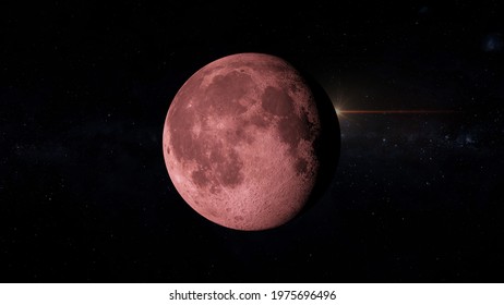 Strawberry full moon , super flower blood moon 3d rendering illustration
