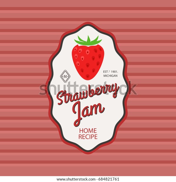 Strawberry Jam Retro Fruit Label Simple Stock Illustration 684821761