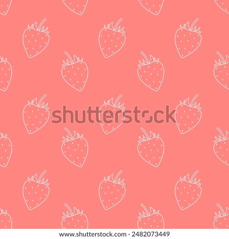 Strawberry outline repeating pattern on red background