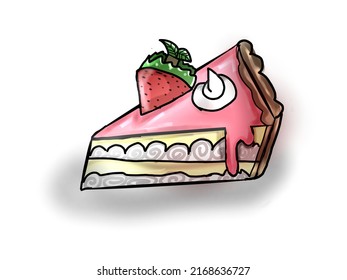 Strawberry Shortcake Illustration With White Background