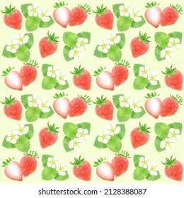 Strawberry Watercolor Pattern, Wallpaper, Background Material