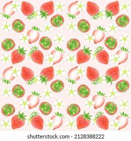 Strawberry Watercolor Pattern, Wallpaper, Background Material