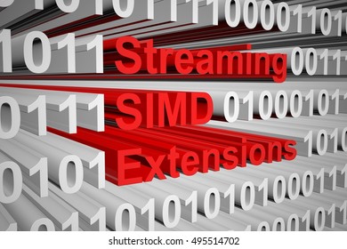 Streaming SIMD Extensions In The Form Of Binary Code, 3D Illustration