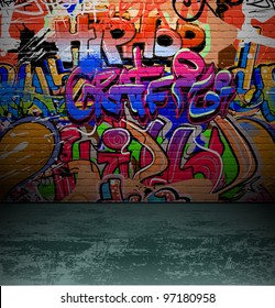 Street art graffiti wall background, urban grunge design