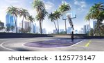 Street basketball court 3D illustration