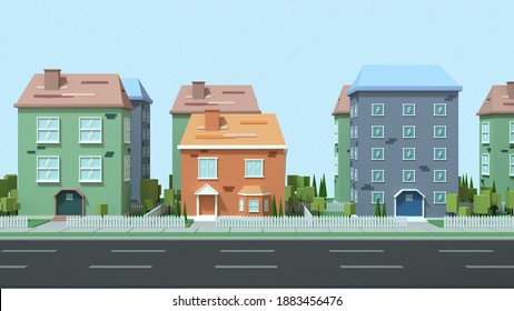 Street with building 3d rendering