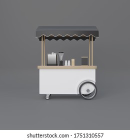 Street Coffee Cart With Clipping Path. 3D Illustration