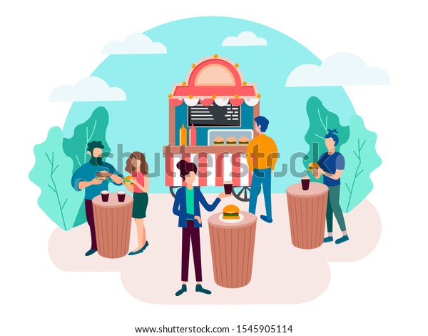 Street Food Concept Flat Vector Illustrations Stock Illustration 1545905114