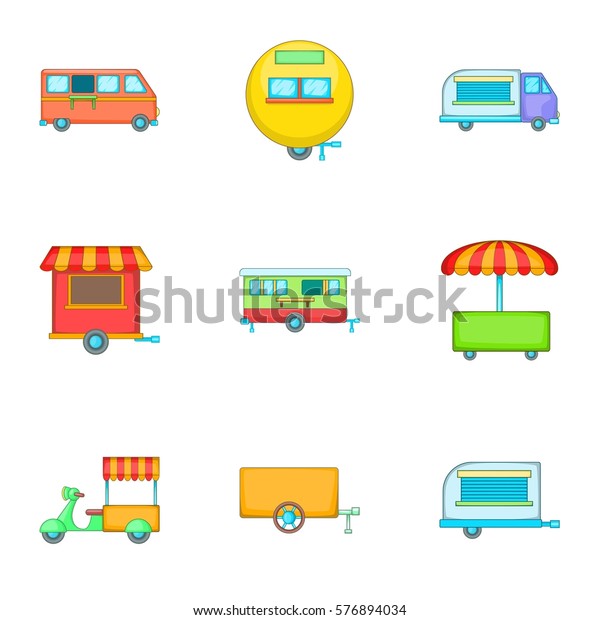 Street food icons set. Cartoon illustration of 9\
street food  icons for\
web