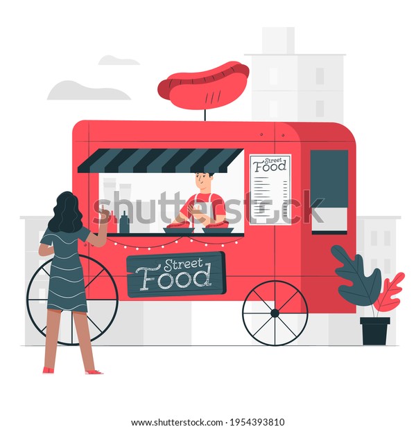 street food Trailer\
Food truck. Red\
color\
