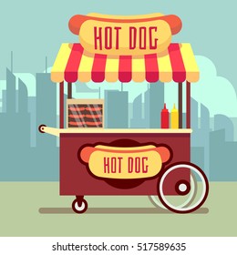Hot Dog Stand Cartoon