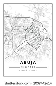 Street Map Art Of Abuja City In Nigeria