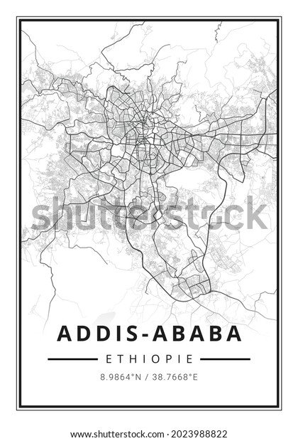 Street Map Art Addis Ababa City Stock Illustration 2023988822 ...