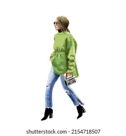 Street Style Girl In Green Jacket