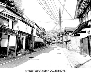 Street View With Urban Of Japan. Manga Background Style