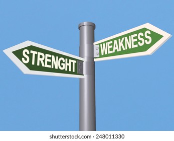 Strenght Weakness Traffic Sign Blue Sky Stock Illustration 248011330 ...