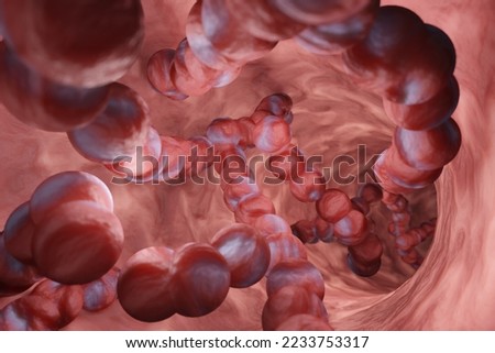 Strep A bacterial structure in a throat. 3D illustration of the infection of invasive group A streptococcal (iGAS) disease
