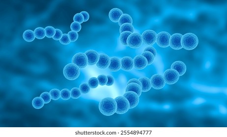 Streptococcus pyogenes is a highly infectious pathogenic bacterium that can cause serious illness if left unchecked. 3D illustration