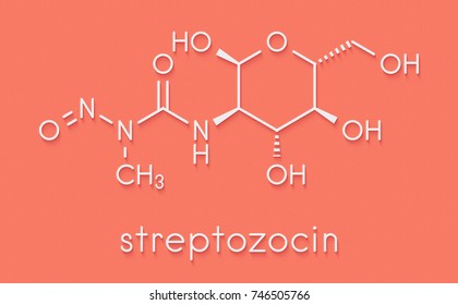 Streptozotocin Cancer Drug Molecule. Used In Treatment Of Metastatic Cancer Of The Pancreatic Islet Cells. Skeletal Formula.