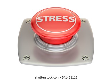 Stress Red Button, 3D rendering isolated on white background
