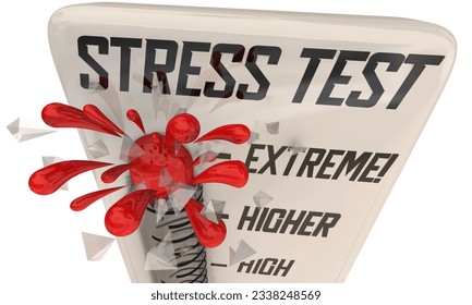 Stress Test Thermometer Level High Risk Default Financial Bank 3d Illustration