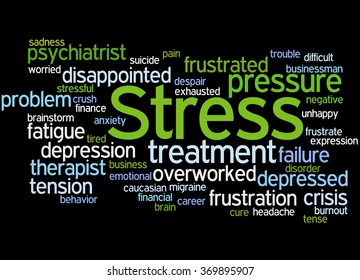 Stress Word Cloud Concept On Black Stock Illustration 369895907 ...