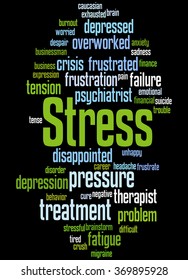 Stress Word Cloud Concept On Black Stock Illustration 369895928 ...