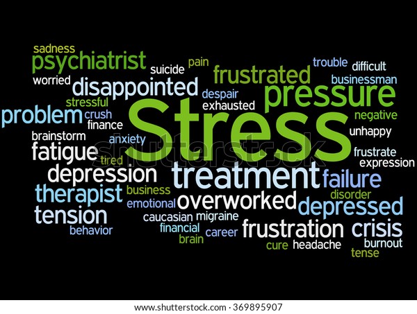 Stress Word Cloud Concept On Black Stock Illustration 369895907