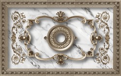 Stretch Ceiling Decoration Model. Mandala And Decorative Pattern Frame	