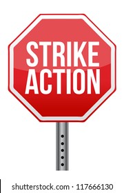 Strike Action Illustration Sign Over White Background