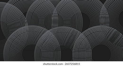Striking abstract background featuring a monochrome pattern of overlapping concentric circles, ideal for sleek and minimalist design projects. - Powered by Shutterstock - Get 15% off with code: PIKWIZARD15