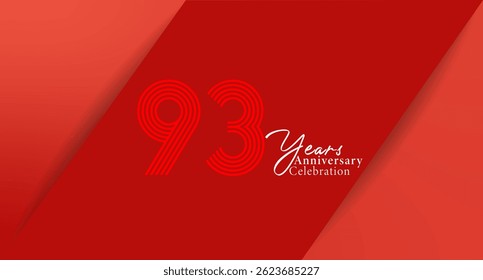 Striking design commemorating 93 years of celebration with bold red and elegant script.