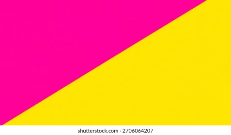 A striking visual composition featuring two bold, flat colors, magenta and yellow, divided by a sharp diagonal line.