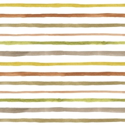 Stripe Seamless Pattern. Watercolor Illustration Of Baby Print. Hand Drawn On White Isolated Background. Drawing Of Straight Pastel Horizontal Lines. Painting Of Vintage Simple Texture. Kids Ornament