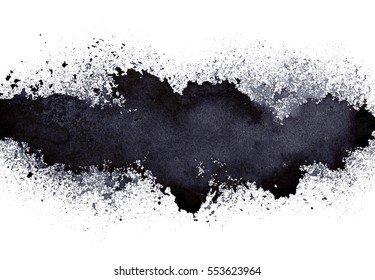 Stripe of spilt black paint - grunge abstract background - raster illustration