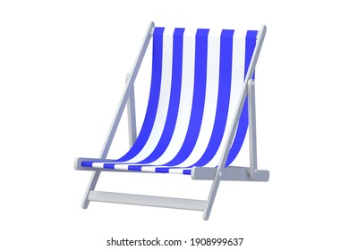 Striped beach chair isolated on white background. 3d rendering