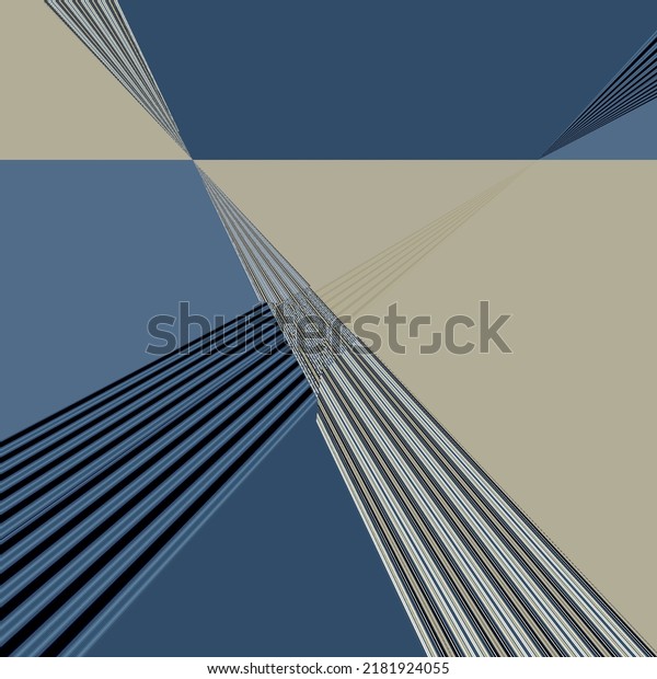 striped and circular pattern and intersecting\
quadrant design in blue and\
beige
