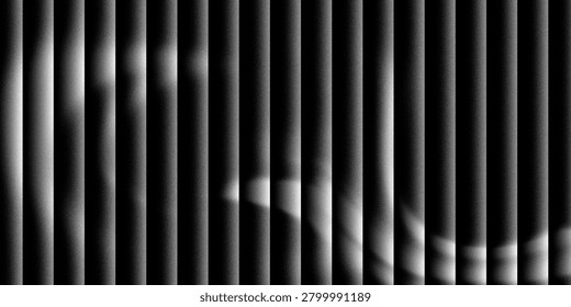 Striped light patterns through blinds, shadowed areas, subtle color streaks, atmospheric, abstract light play, textured effect, monochromatic with color accents.