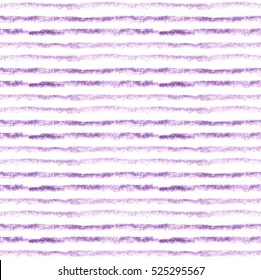 Stripes In Lilac Color On White Background.  Hand-painted Seamless Pattern With Color Pencil