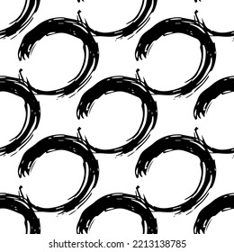 Strokes Circle Seamless Pattern. Outline Of A Blob In A Semicircle - Pattern In A Flat Style