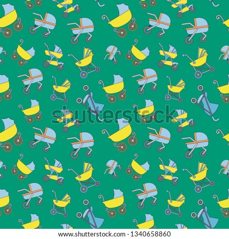 Stroller pattern seamless. Cartoon of stroller pattern seamless for web, poster and wrapping paper