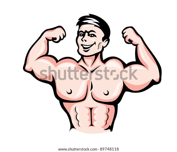 Strong Athlete Muscles Cartoon Style Sports Stock Illustration 89748118 ...