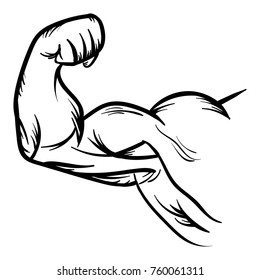 Strong Bodybuilder Biceps Flex Arm Icon Strong Macho Biceps Gym Flexing Hand Icon Isolated On White Background